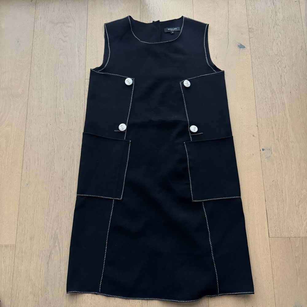 Beulah Style Black Button Stitch Dress